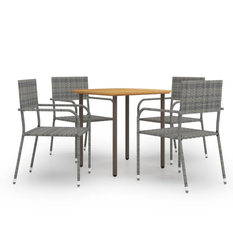 Set Mobili da Pranzo da Giardino 5 pz in Polyrattan Antracite Set Mobili da Pranzo da Giardino 5 pz in Polyrattan Antracite