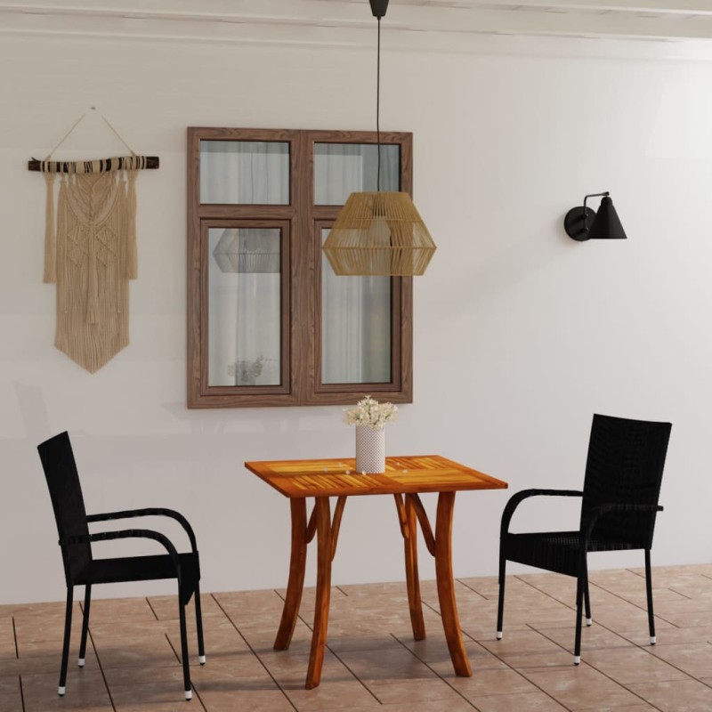 Set Mobili da Pranzo per Giardino 3 pz Nero Set Mobili da Pranzo per Giardino 3 pz Nero