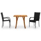 Set Mobili da Pranzo per Giardino 3 pz Nero Set Mobili da Pranzo per Giardino 3 pz Nero