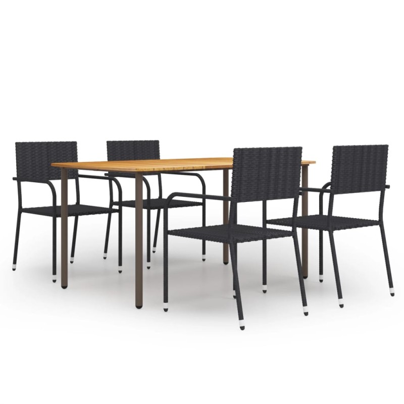 vidaXL Set Mobili da Pranzo Giardino 5 pz in Polyrattan Nero vidaXL Set Mobili da Pranzo Giardino 5 pz in Polyrattan Nero