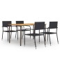 vidaXL Set Mobili da Pranzo Giardino 5 pz in Polyrattan Nero vidaXL Set Mobili da Pranzo Giardino 5 pz in Polyrattan Nero