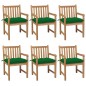 vidaXL Sedie da Giardino 6 pz con Cuscini Verdi in Massello di Teak vidaXL Sedie da Giardino 6 pz con Cuscini Verdi in Massello di Teak