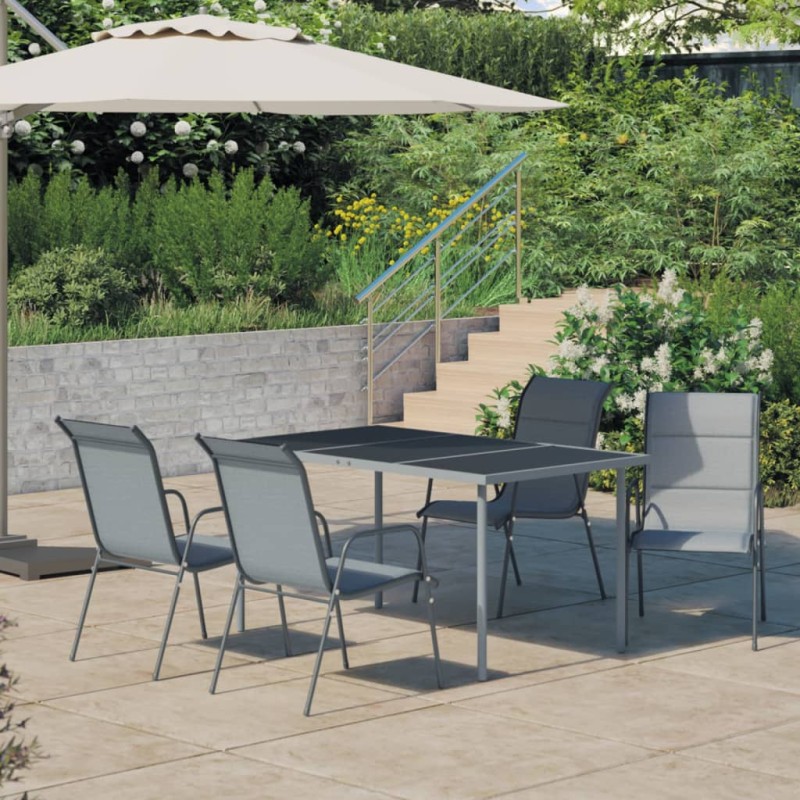 Set da Pranzo da Giardino 5 pz in Acciaio Antracite Set da Pranzo da Giardino 5 pz in Acciaio Antracite