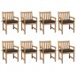 Sedie da Giardino 8 pz e Cuscini Grigio Talpa Massello di Teak Sedie da Giardino 8 pz e Cuscini Grigio Talpa Massello di Teak