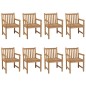 Sedie da Giardino 8 pz e Cuscini Grigio Talpa Massello di Teak Sedie da Giardino 8 pz e Cuscini Grigio Talpa Massello di Teak