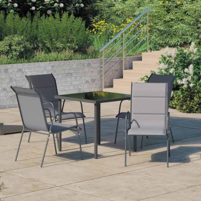 Set da Pranzo da Giardino 5 pz in Acciaio Antracite Set da Pranzo da Giardino 5 pz in Acciaio Antracite