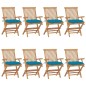 Sedie da Giardino con Cuscini Celesti 8 pz in Massello di Teak Sedie da Giardino con Cuscini Celesti 8 pz in Massello di Teak