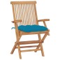 Sedie da Giardino con Cuscini Celesti 8 pz in Massello di Teak Sedie da Giardino con Cuscini Celesti 8 pz in Massello di Teak