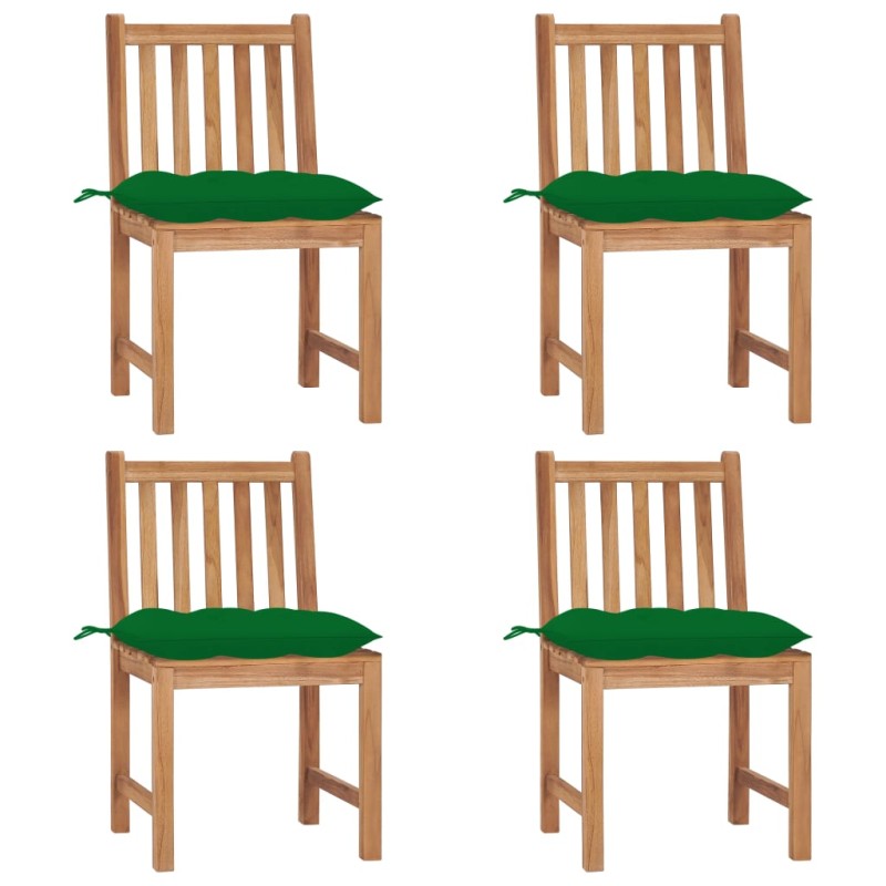 Sedie da Giardino 4 pz con Cuscini in Legno Massello di Teak Sedie da Giardino 4 pz con Cuscini in Legno Massello di Teak