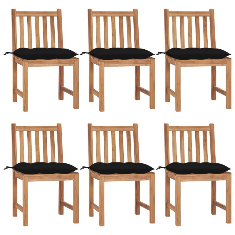 vidaXL Sedie da Giardino 6 pz con Cuscini in Legno Massello di Teak vidaXL Sedie da Giardino 6 pz con Cuscini in Legno Massello di Teak