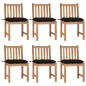 vidaXL Sedie da Giardino 6 pz con Cuscini in Legno Massello di Teak vidaXL Sedie da Giardino 6 pz con Cuscini in Legno Massello di Teak