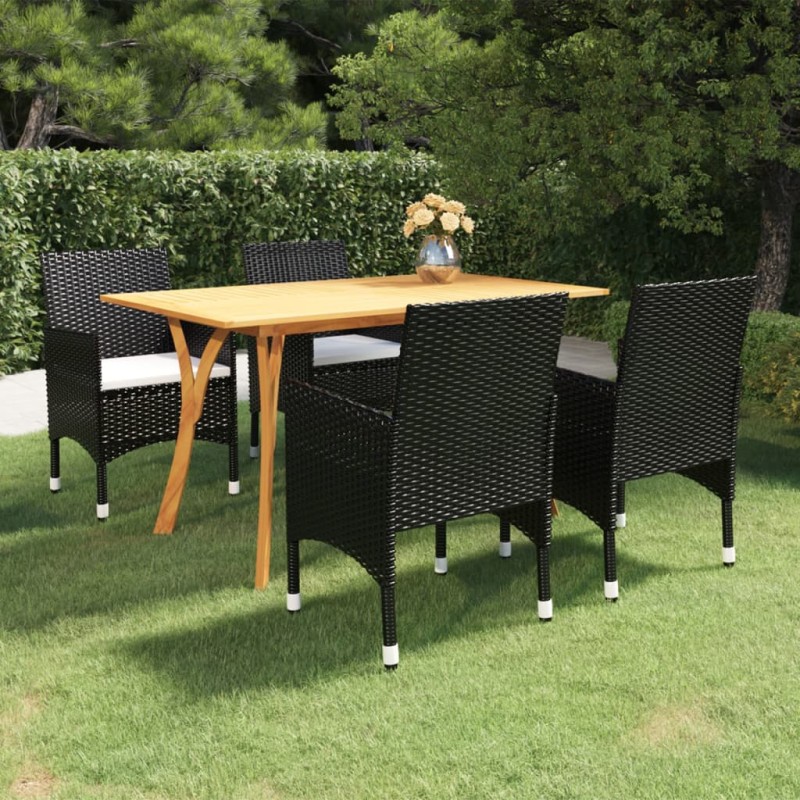 Set Mobili da Pranzo per Giardino 5 pz Nero Set Mobili da Pranzo per Giardino 5 pz Nero