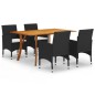 Set Mobili da Pranzo per Giardino 5 pz Nero Set Mobili da Pranzo per Giardino 5 pz Nero