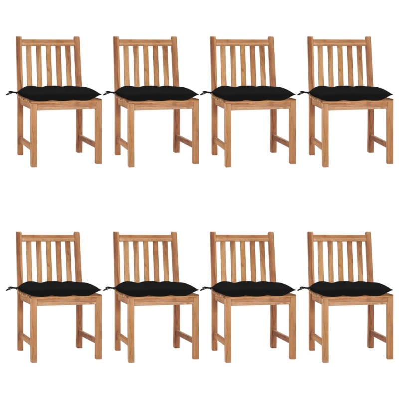 Sedie da Giardino con Cuscini 8 pz in Legno Massello di Teak Sedie da Giardino con Cuscini 8 pz in Legno Massello di Teak