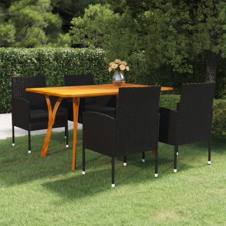 Set Mobili da Pranzo per Giardino 5 pz Nero