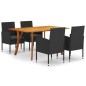 Set Mobili da Pranzo per Giardino 5 pz Nero