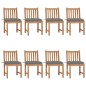 Sedie da Giardino con Cuscini 8 pz in Legno Massello di Teak