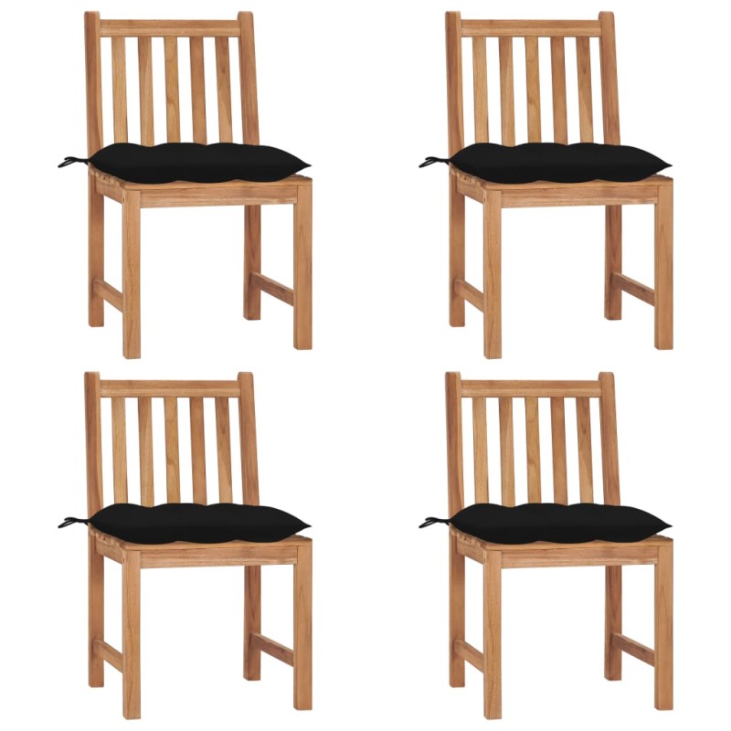 Sedie da Giardino 4 pz con Cuscini in Legno Massello di Teak Sedie da Giardino 4 pz con Cuscini in Legno Massello di Teak