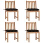 Sedie da Giardino 4 pz con Cuscini in Legno Massello di Teak Sedie da Giardino 4 pz con Cuscini in Legno Massello di Teak