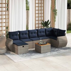 vidaXL Set Divano da Giardino 8 pz con Cuscini Grigio in Polyrattan