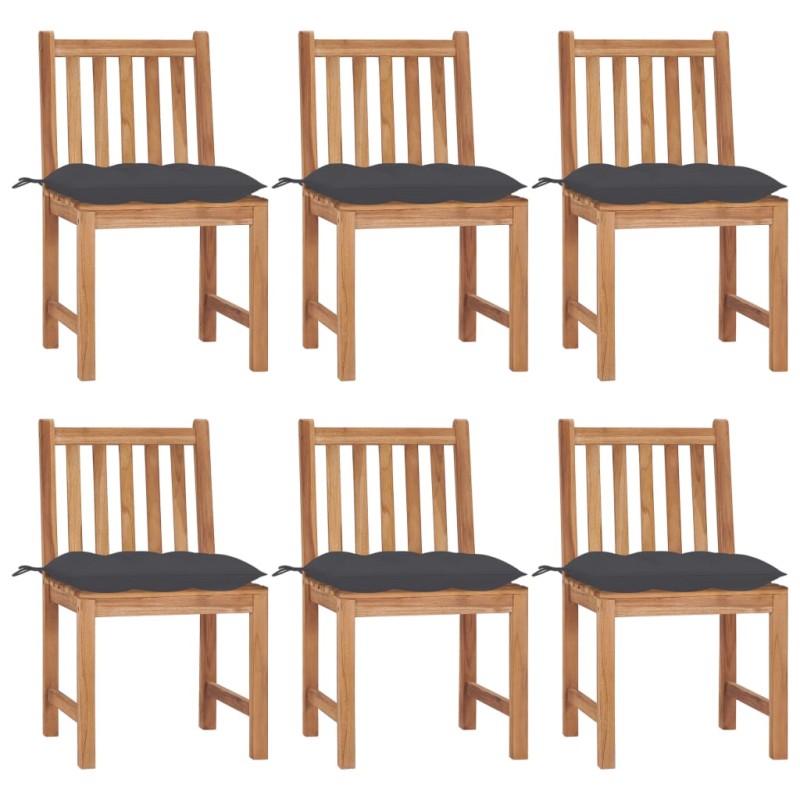 Sedie da Giardino 6 pz con Cuscini in Legno Massello di Teak Sedie da Giardino 6 pz con Cuscini in Legno Massello di Teak
