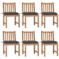 Sedie da Giardino 6 pz con Cuscini in Legno Massello di Teak Sedie da Giardino 6 pz con Cuscini in Legno Massello di Teak