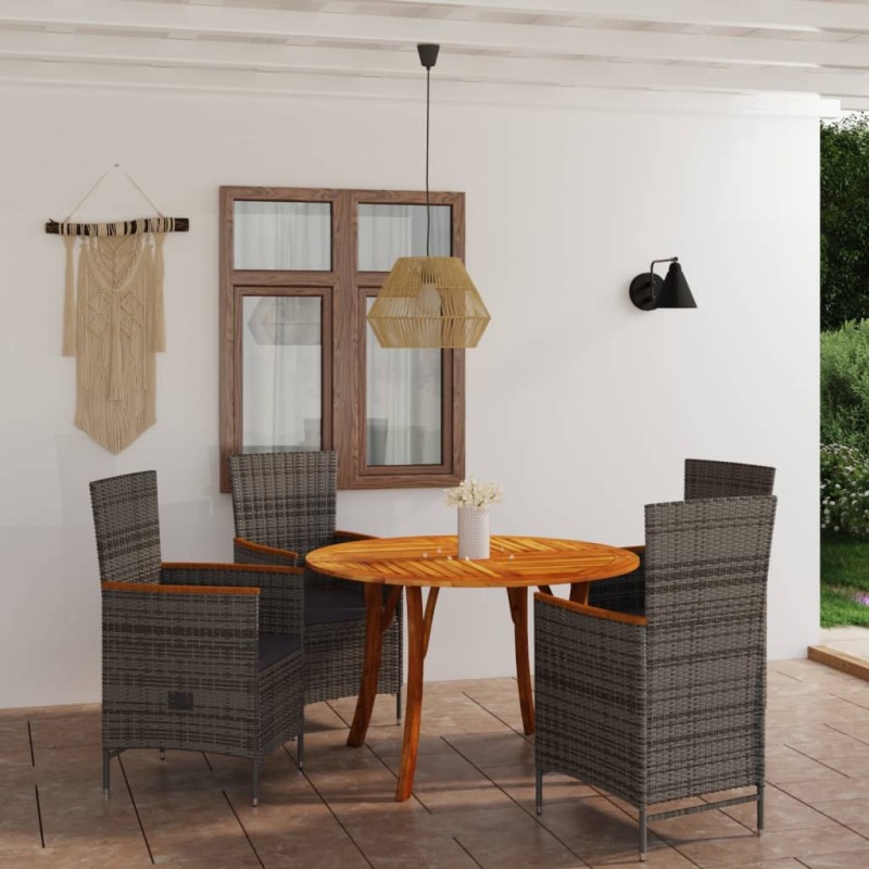 Set Mobili da Pranzo per Giardino 5 pz Grigio Set Mobili da Pranzo per Giardino 5 pz Grigio