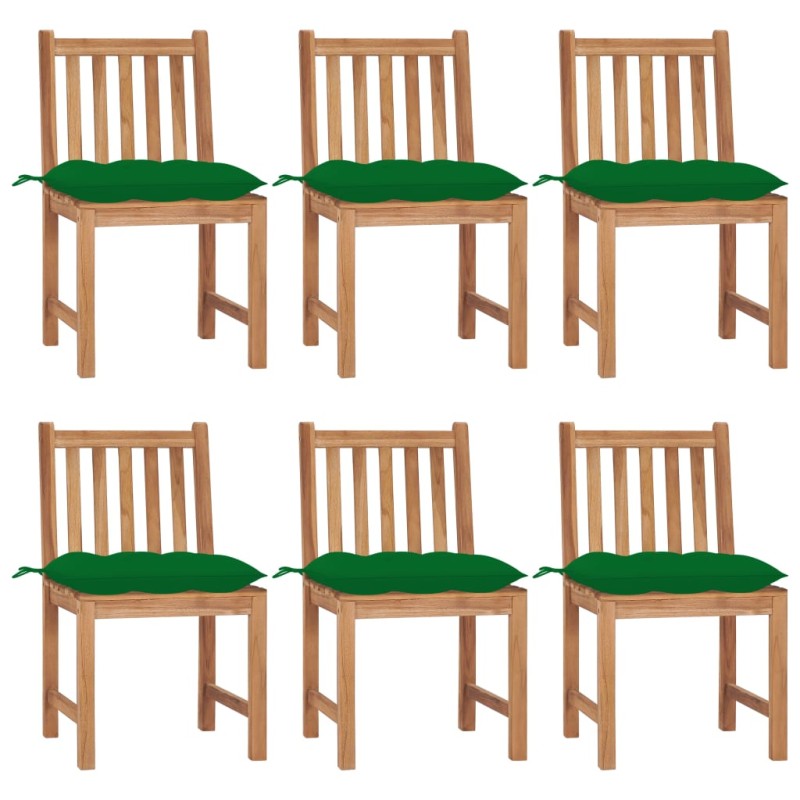 vidaXL Sedie da Giardino 6 pz con Cuscini in Legno Massello di Teak vidaXL Sedie da Giardino 6 pz con Cuscini in Legno Massello di Teak