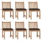 Sedie da Giardino 6 pz con Cuscini in Legno Massello di Teak Sedie da Giardino 6 pz con Cuscini in Legno Massello di Teak