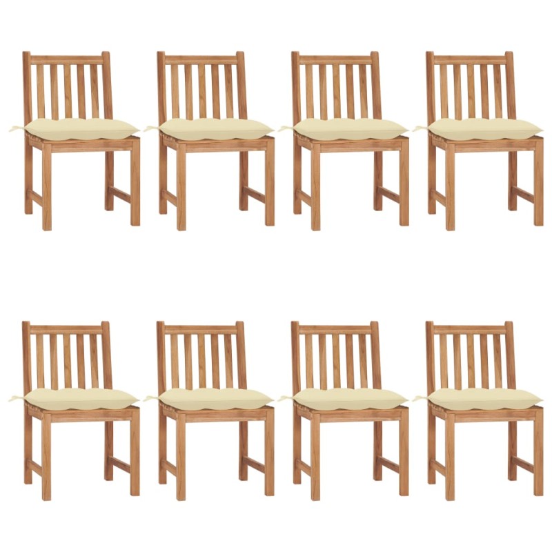 Sedie da Giardino con Cuscini 8 pz in Legno Massello di Teak Sedie da Giardino con Cuscini 8 pz in Legno Massello di Teak