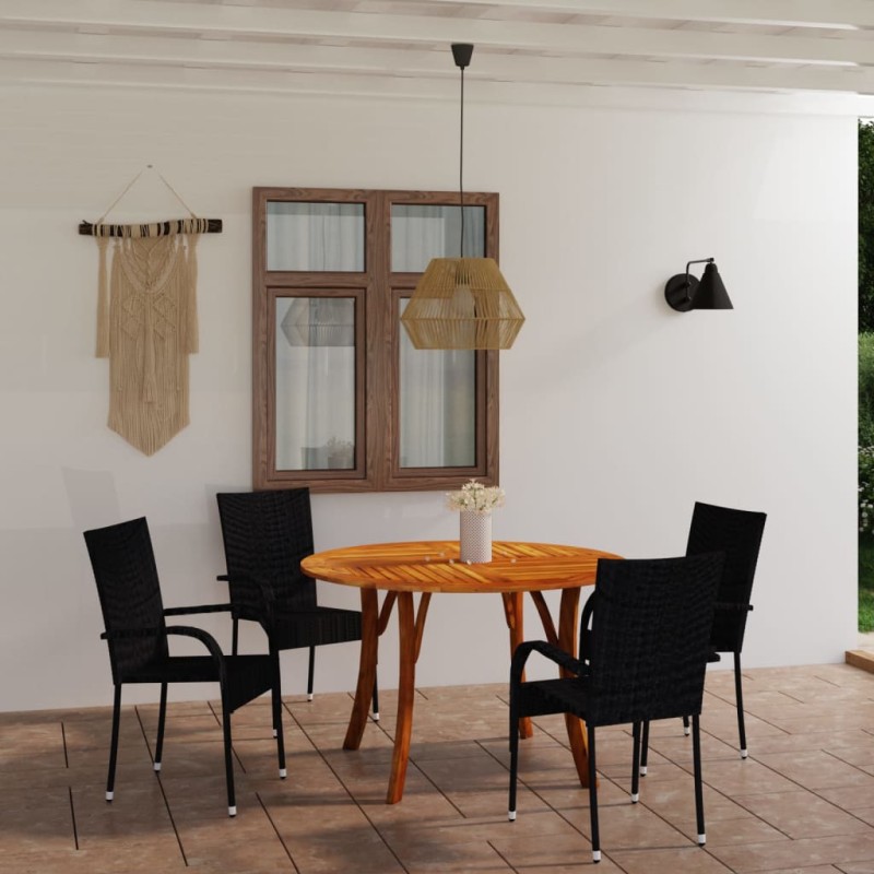Set Mobili da Pranzo per Giardino 5 pz Nero Set Mobili da Pranzo per Giardino 5 pz Nero