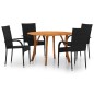 Set Mobili da Pranzo per Giardino 5 pz Nero Set Mobili da Pranzo per Giardino 5 pz Nero