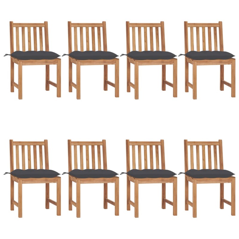 Sedie da Giardino con Cuscini 8 pz in Legno Massello di Teak Sedie da Giardino con Cuscini 8 pz in Legno Massello di Teak