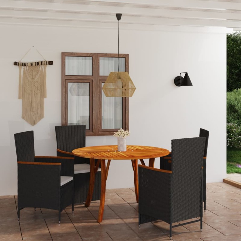 Set Mobili da Pranzo per Giardino 5 pz Nero Set Mobili da Pranzo per Giardino 5 pz Nero