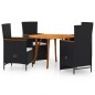 Set Mobili da Pranzo per Giardino 5 pz Nero Set Mobili da Pranzo per Giardino 5 pz Nero