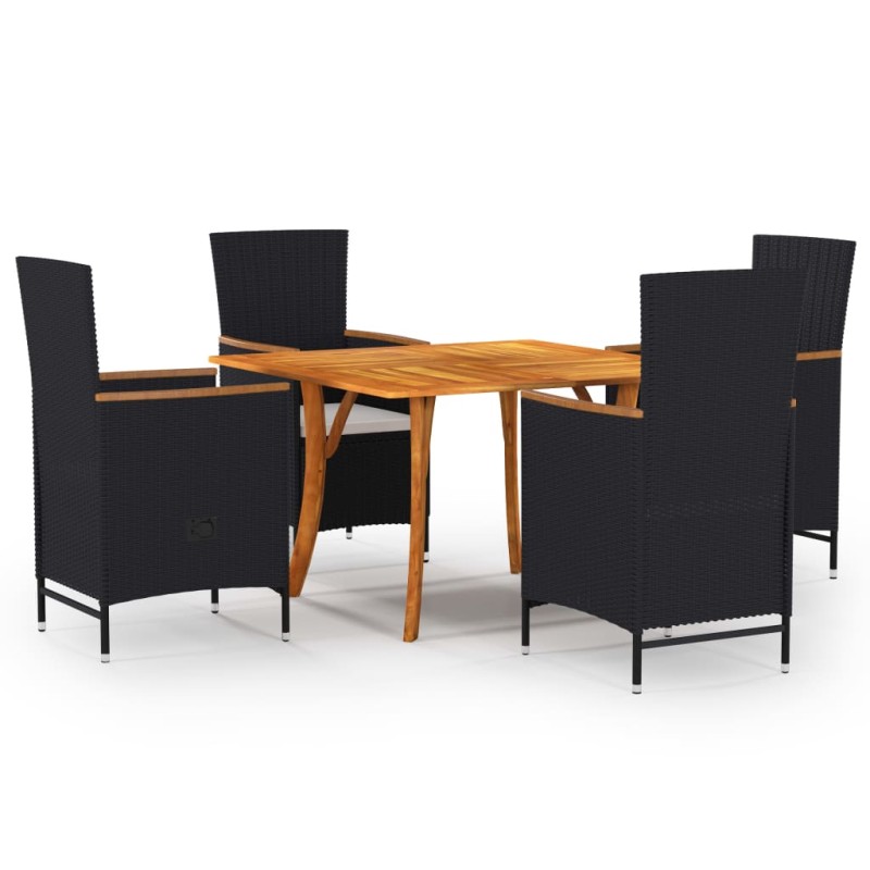 Set Mobili da Pranzo per Giardino 5 pz Nero Set Mobili da Pranzo per Giardino 5 pz Nero