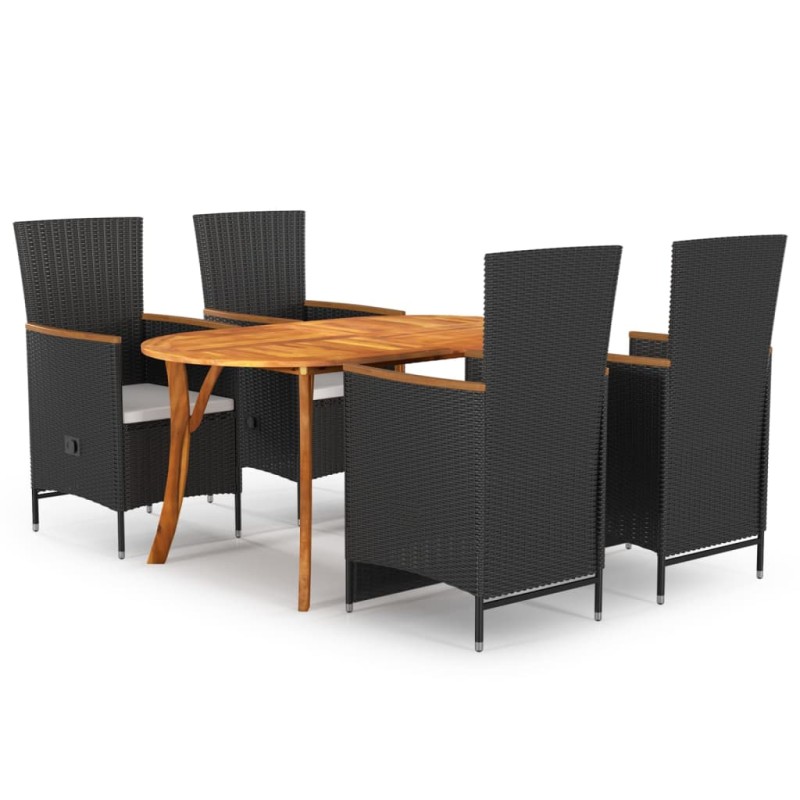 vidaXL Set Mobili da Pranzo per Giardino 5 pz Nero vidaXL Set Mobili da Pranzo per Giardino 5 pz Nero