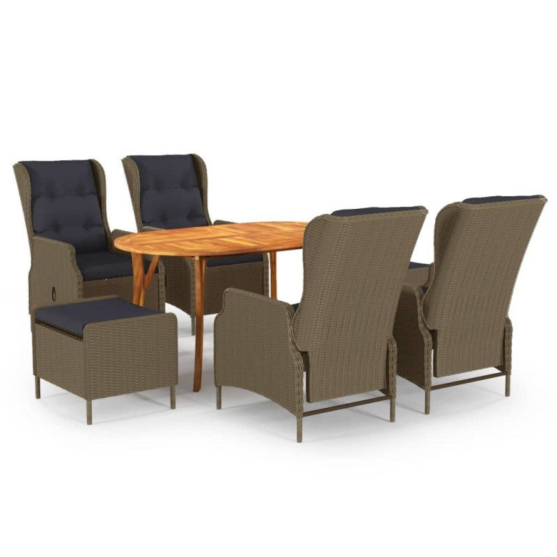 Set Mobili da Pranzo per Giardino 7 pz Marrone Set Mobili da Pranzo per Giardino 7 pz Marrone