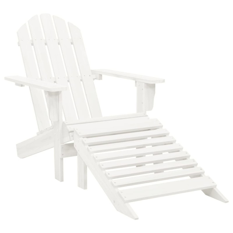 Sedia da Giardino con Poggiagambe in Legno Bianco Sedia da Giardino con Poggiagambe in Legno Bianco