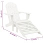 Sedia da Giardino con Poggiagambe in Legno Bianco Sedia da Giardino con Poggiagambe in Legno Bianco