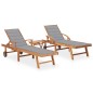 Lettini Prendisole 2 pz con Tavolo e Cuscino Massello di Teak Lettini Prendisole 2 pz con Tavolo e Cuscino Massello di Teak