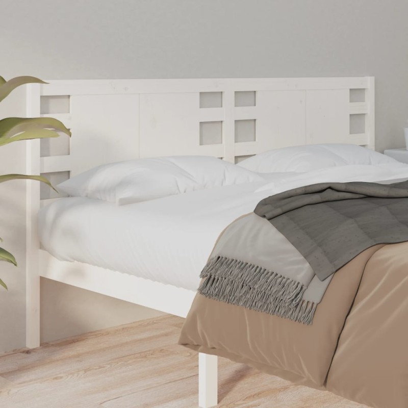 Testiera per Letto Bianca 186x4x100cm in Legno Massello di Pino Testiera per Letto Bianca 186x4x100cm in Legno Massello di Pino