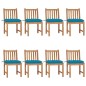 vidaXL Sedie da Giardino con Cuscini 8 pz in Legno Massello di Teak vidaXL Sedie da Giardino con Cuscini 8 pz in Legno Massello di Teak