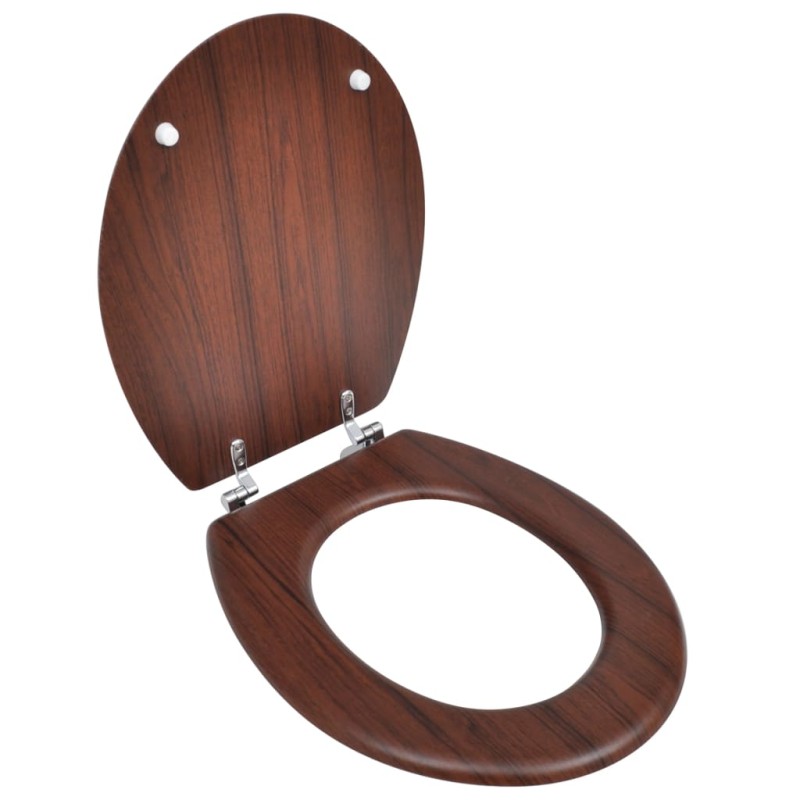 Sedile WC MDF con Coperchio Design Semplice Marrone Sedile WC MDF con Coperchio Design Semplice Marrone