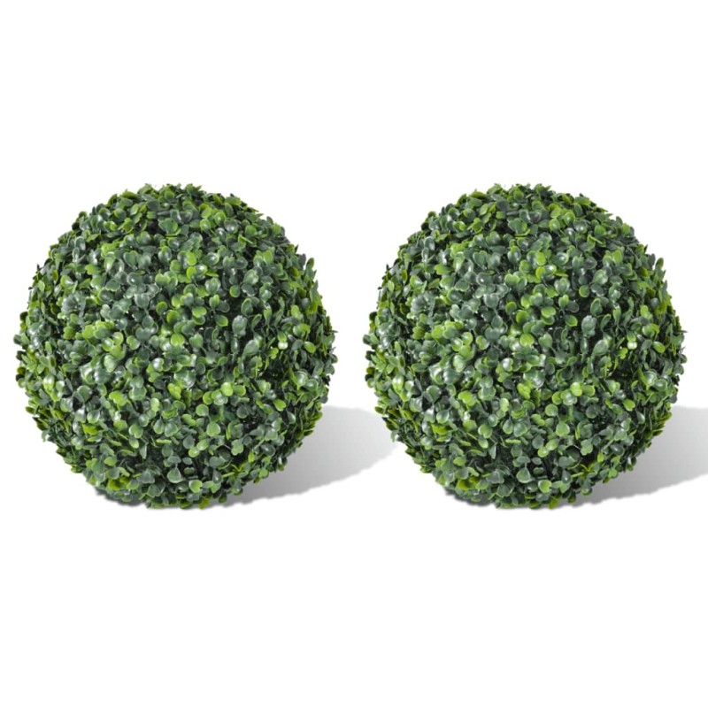 Sfere di Bosso 2 pz Arte Topiaria con Foglie 35 cm Sfere di Bosso 2 pz Arte Topiaria con Foglie 35 cm