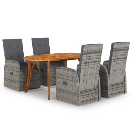 Set Mobili da Pranzo per Giardino 5 pz Grigio