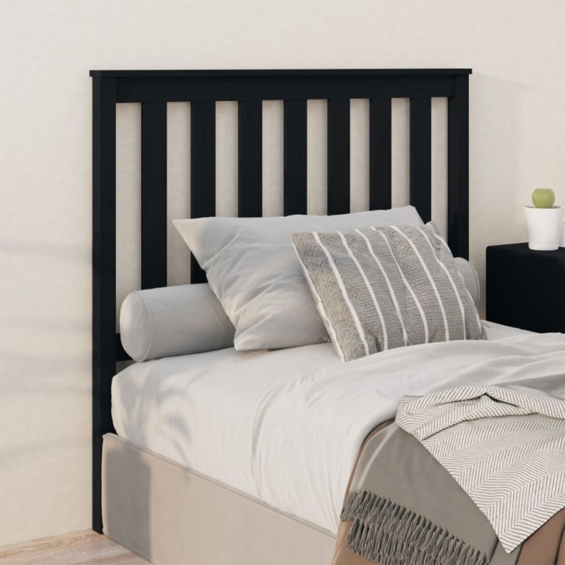 Testiera per Letto Nera 106x6x101 cm in Legno Massello di Pino Testiera per Letto Nera 106x6x101 cm in Legno Massello di Pino