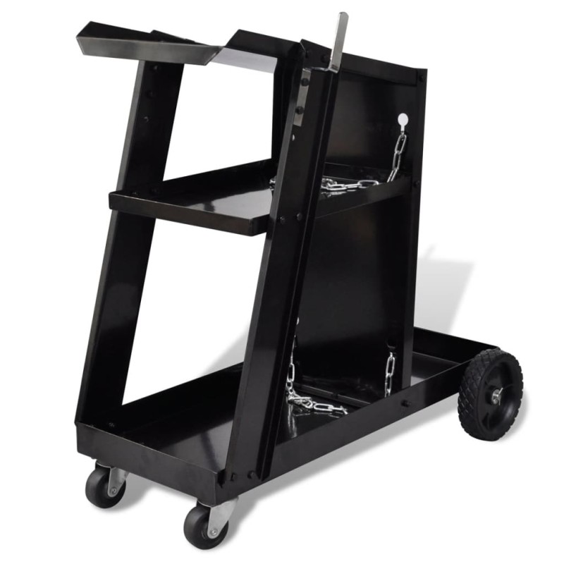 Carrello di Saldatura Nero con 3 Ripiani per Officine Carrello di Saldatura Nero con 3 Ripiani per Officine