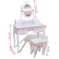 Tavolo da Trucco con Specchio e Sgabello 7 Cassetti Bianco Tavolo da Trucco con Specchio e Sgabello 7 Cassetti Bianco
