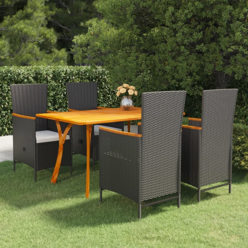Set Mobili da Pranzo per Giardino 5 pz Nero Set Mobili da Pranzo per Giardino 5 pz Nero